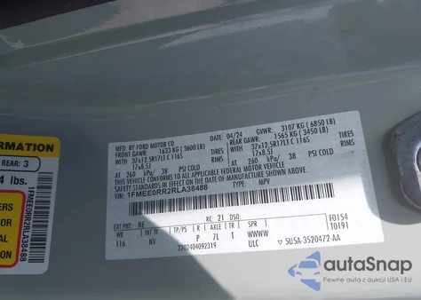 2024 Ford Bronco Raptor from USA, damaged, VIN 1FMEE0RR2RLA38488